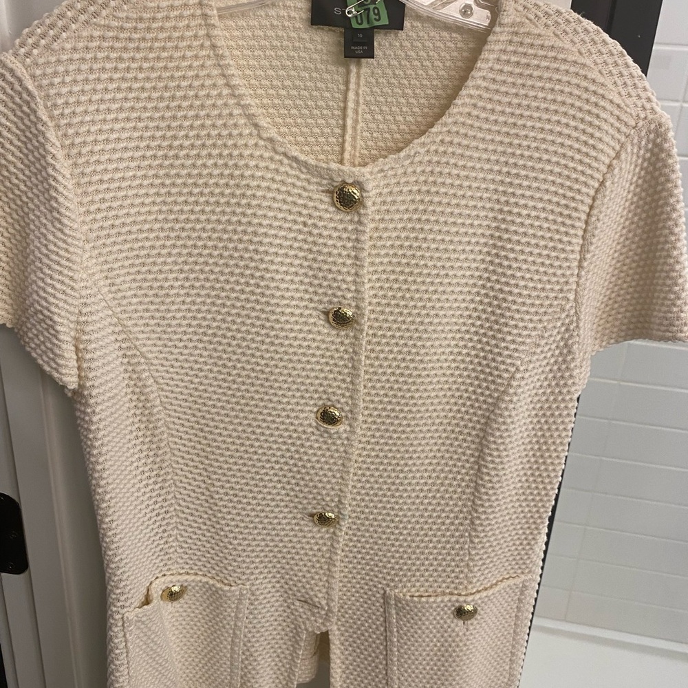 St. John Ivory Textured Knit Cardigan - Picture 4 of 4